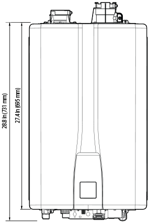 Front view of NPE-240S2 tankless water heater